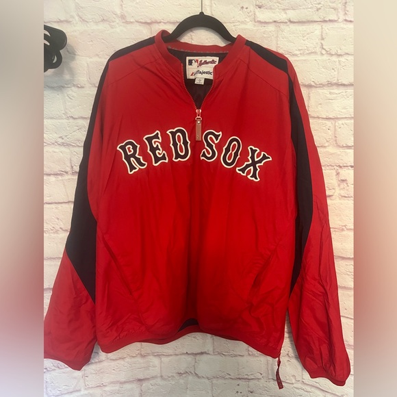 Majestic Boston Red Sox 1/4 zip Windbreaker Jacket - Picture 1 of 13